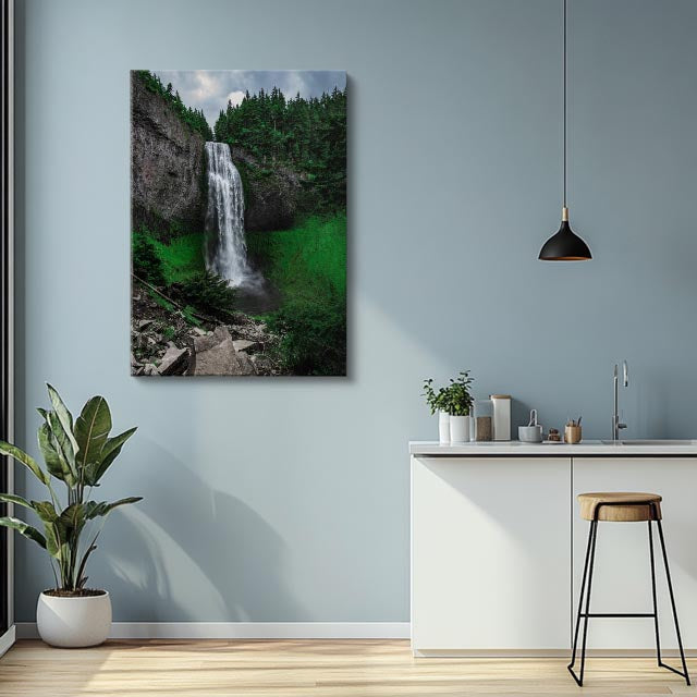 cuadro canvas cascadas cascada pared de roca verde vertical