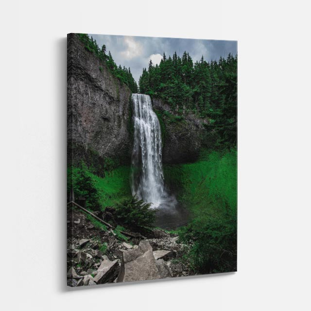 cuadro canvas cascadas cascada pared de roca verde vertical