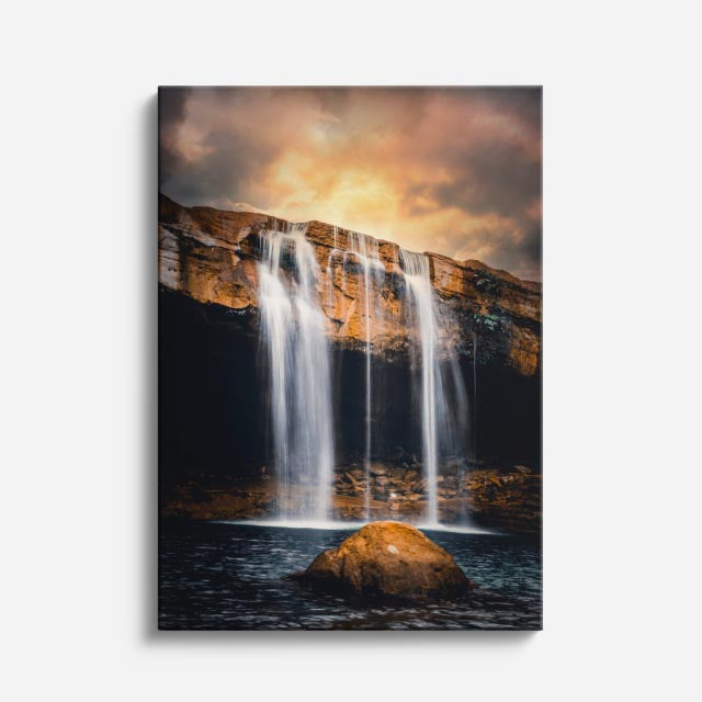 cuadro canvas cascadas cascada doble cielo dramático vertical