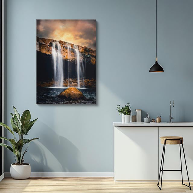 cuadro canvas cascadas cascada doble cielo dramático vertical