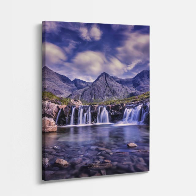 cuadro canvas cascadas cascadas escocesas cielo morado vertical