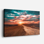 cuadro canvas cielo y noche carretera roja atardecer flamante horizontal