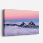 cuadro canvas cielo y noche montañas nevadas nubes rosadas horizontal