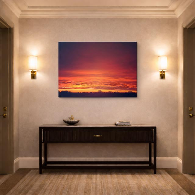 cuadro canvas cielo y noche horizonte rojo intenso oscuro horizontal