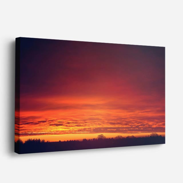 cuadro canvas cielo y noche horizonte rojo intenso oscuro horizontal