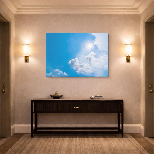 cuadro canvas cielo y noche nubes blancas cielo azul brillante horizontal