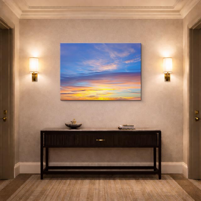 cuadro canvas cielo y noche cielo naranja nubes suaves horizontal