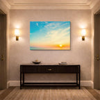 cuadro canvas cielo y noche atardecer teal horizonte marino horizontal