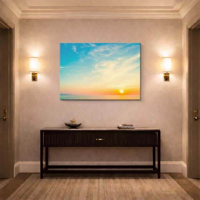 cuadro canvas cielo y noche atardecer teal horizonte marino horizontal