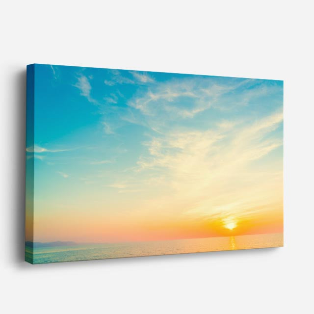 cuadro canvas cielo y noche atardecer teal horizonte marino horizontal
