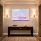 cuadro canvas cielo y noche cielo rosa pastel nubes suaves horizontal