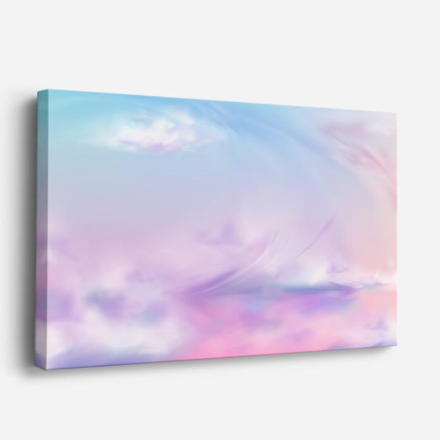 cuadro canvas cielo y noche cielo rosa pastel nubes suaves horizontal