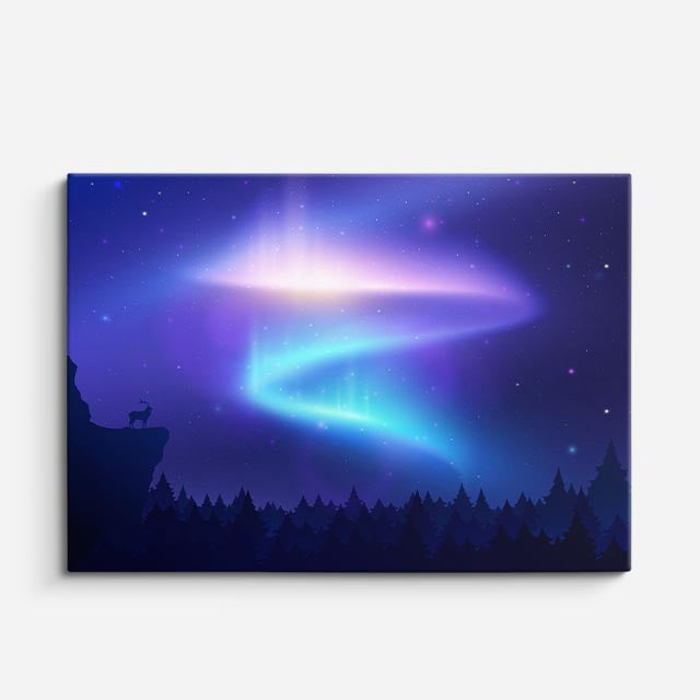 cuadro canvas cielo y noche aurora boreal morada espiral horizontal