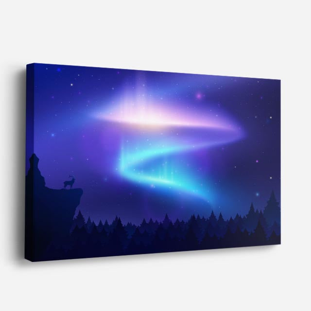 cuadro canvas cielo y noche aurora boreal morada espiral horizontal