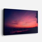 cuadro canvas cielo y noche atardecer rojo oscuro dramático horizontal