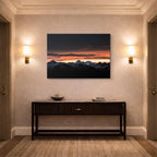 cuadro canvas cielo y noche montañas nevadas cielo rojo horizontal
