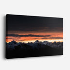 cuadro canvas cielo y noche montañas nevadas cielo rojo horizontal