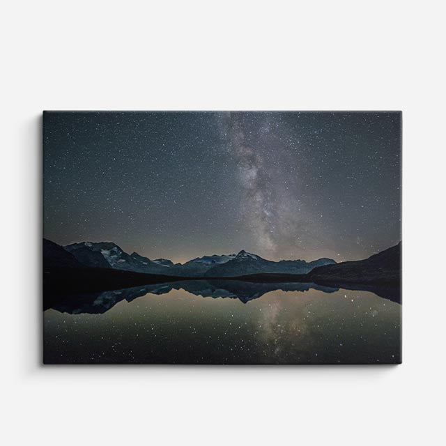 cuadro canvas cielo y noche vía láctea lago espejo horizontal