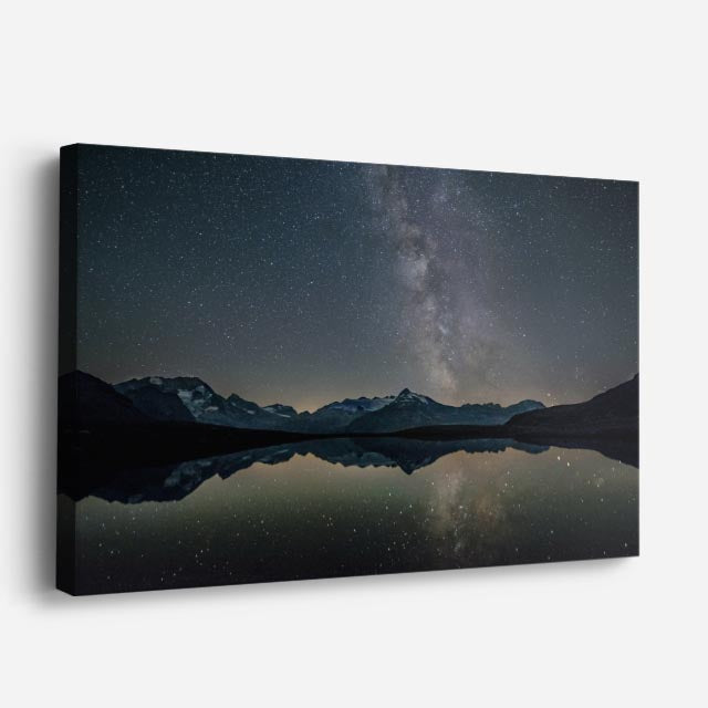 cuadro canvas cielo y noche vía láctea lago espejo horizontal