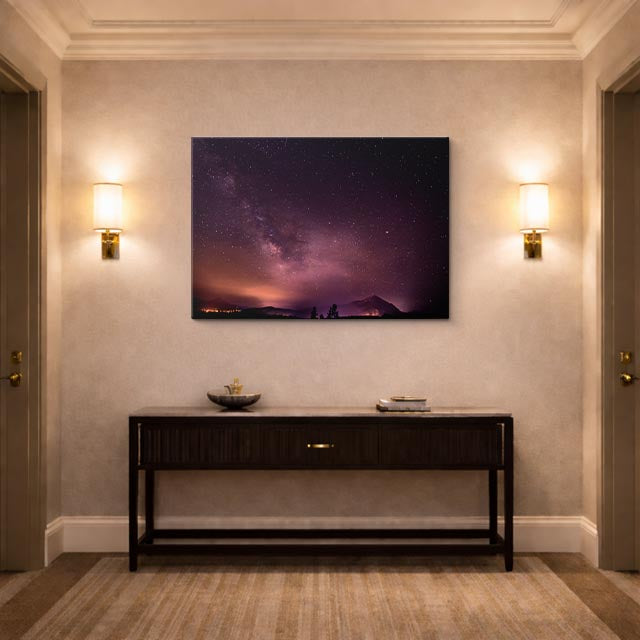 cuadro canvas cielo y noche vía láctea capilla iluminada horizontal