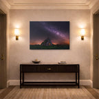 cuadro canvas cielo y noche vía láctea iglesia nocturna horizontal