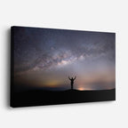 cuadro canvas cielo y noche vía láctea silueta humana horizontal