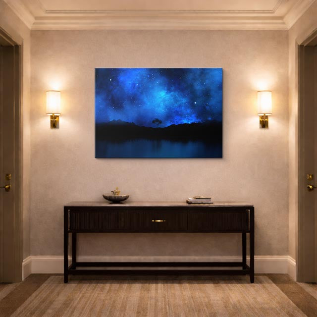 cuadro canvas cielo y noche galaxia azul cielo nocturno horizontal