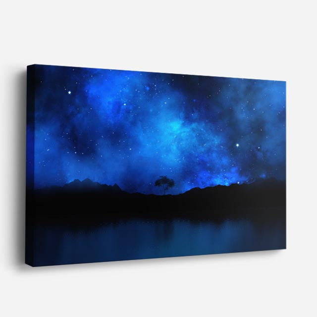 cuadro canvas cielo y noche galaxia azul cielo nocturno horizontal