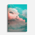 cuadro canvas cielo y noche nubes rosas cielo turquesa vertical