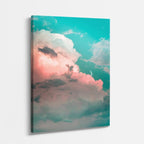 cuadro canvas cielo y noche nubes rosas cielo turquesa vertical