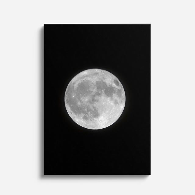 cuadro canvas cielo y noche luna llena fondo negro vertical