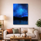 cuadro canvas cielo y noche galaxia azul árbol nocturno vertical