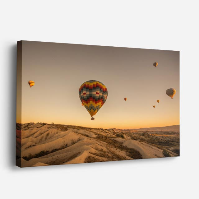cuadro canvas desierto globos aerostáticos desierto dorado horizontal