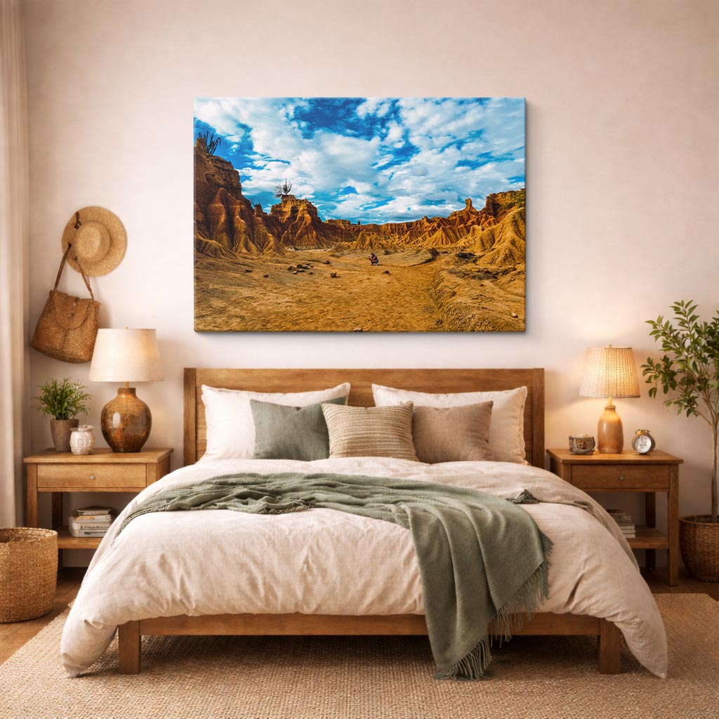 cuadro canvas desierto cañón rocas doradas cielo azul horizontal