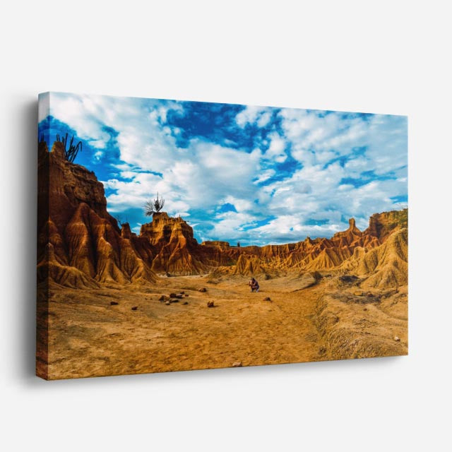 cuadro canvas desierto cañón rocas doradas cielo azul horizontal