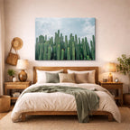 cuadro canvas desierto cactus verdes fondo oscuro horizontal