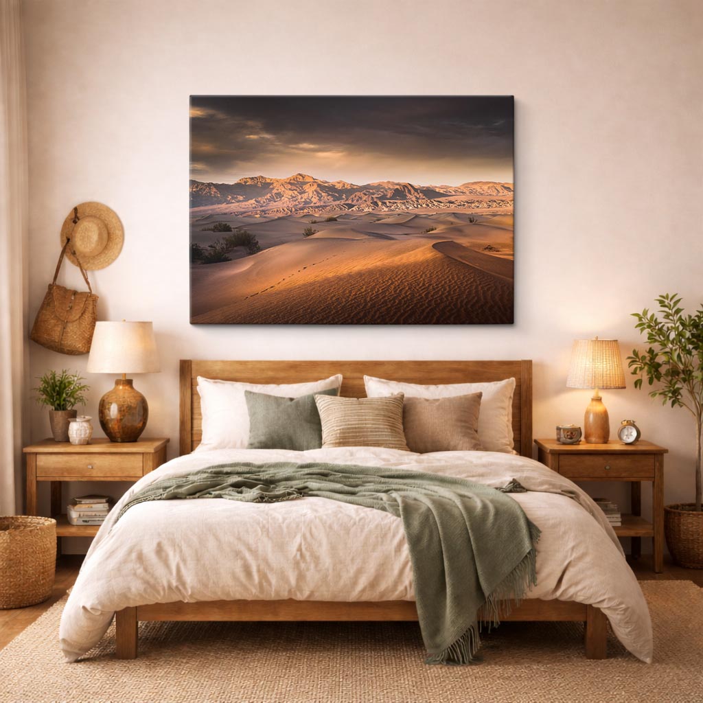 cuadro canvas desierto dunas onduladas luz suave horizontal