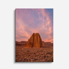 cuadro canvas desierto roca roja cielo rosa atardecer vertical