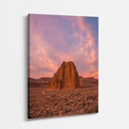 cuadro canvas desierto roca roja cielo rosa atardecer vertical