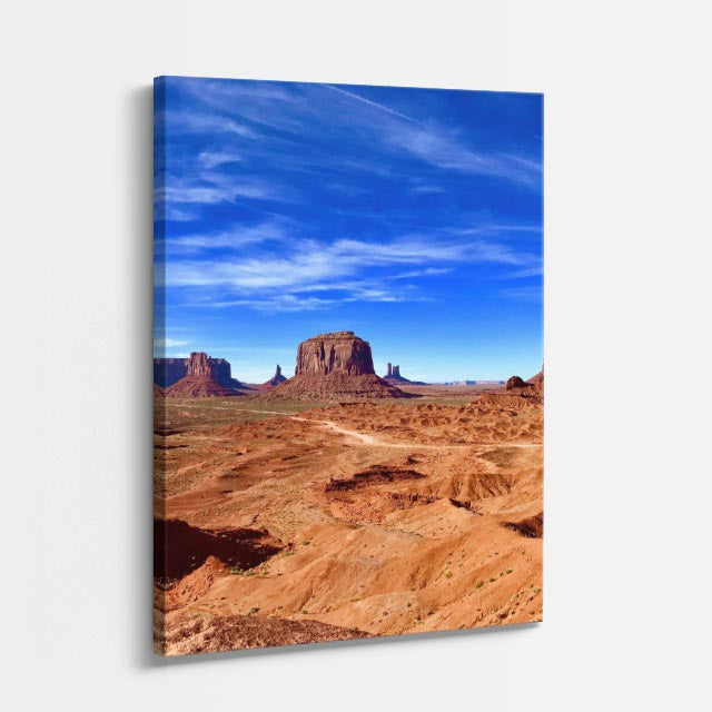 cuadro canvas desierto monument valley cielo azul amplio vertical