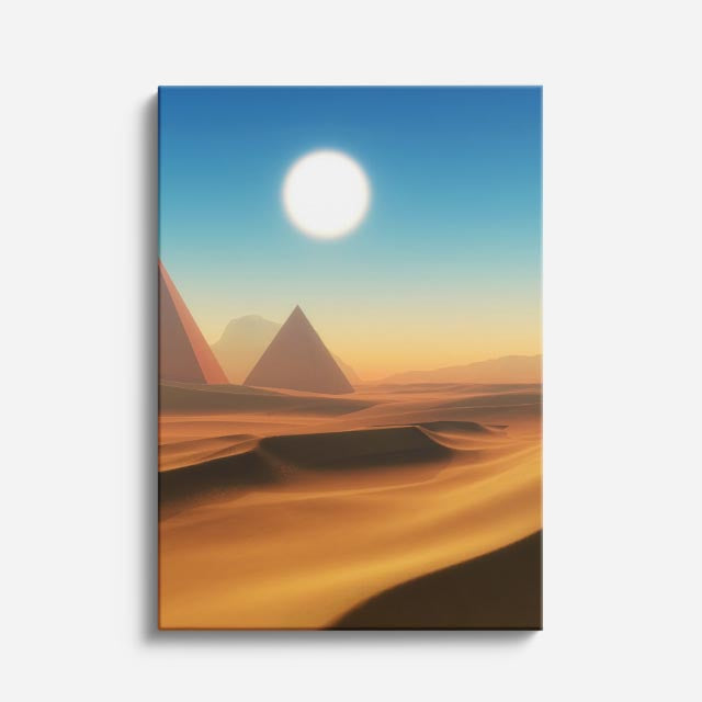 cuadro canvas desierto pirámides desierto sol radiante vertical