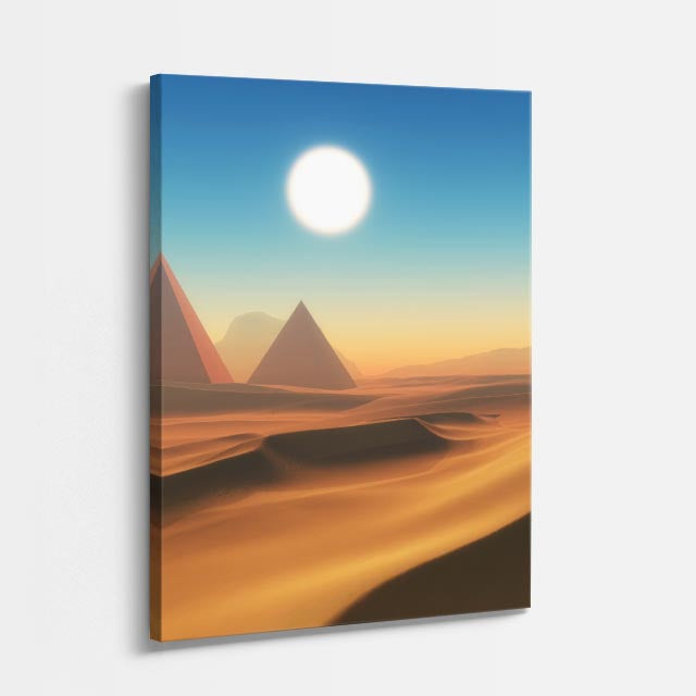 cuadro canvas desierto pirámides desierto sol radiante vertical