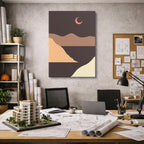 cuadro canvas paisajes digitales dunas doradas luna beige vertical