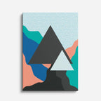 cuadro canvas paisajes digitales montaña triangular teal azul vertical
