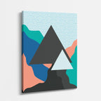 cuadro canvas paisajes digitales montaña triangular teal azul vertical