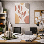 cuadro canvas paisajes digitales planta café formas orgánicas vertical