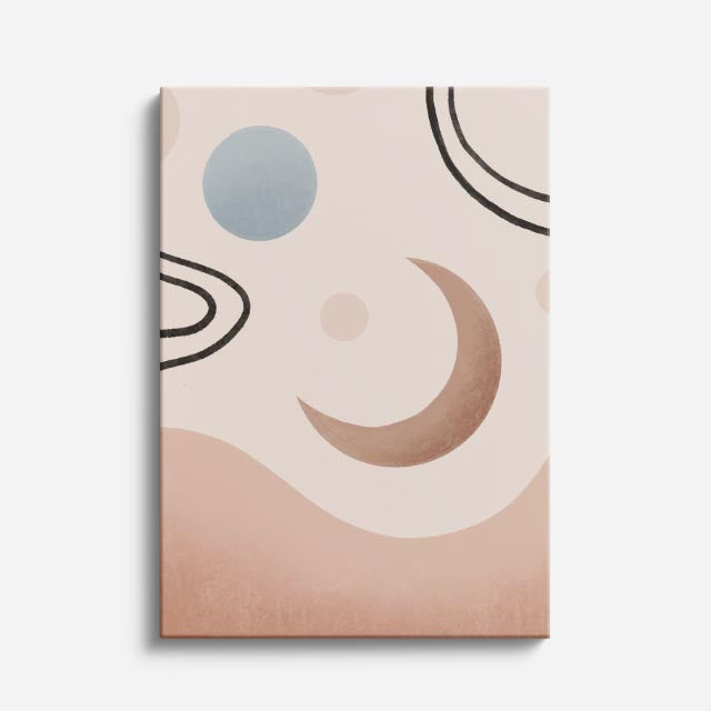 cuadro canvas paisajes digitales luna beige espiral minimalista vertical