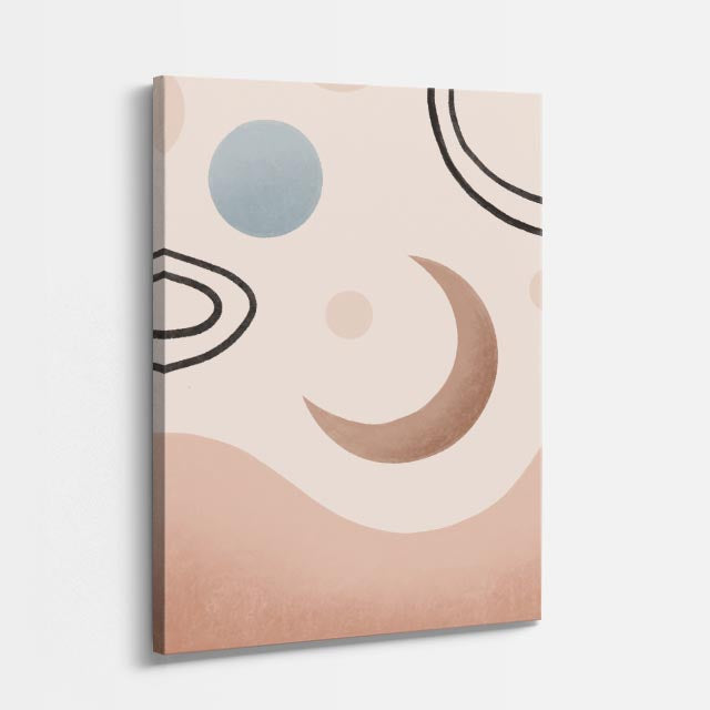 cuadro canvas paisajes digitales luna beige espiral minimalista vertical