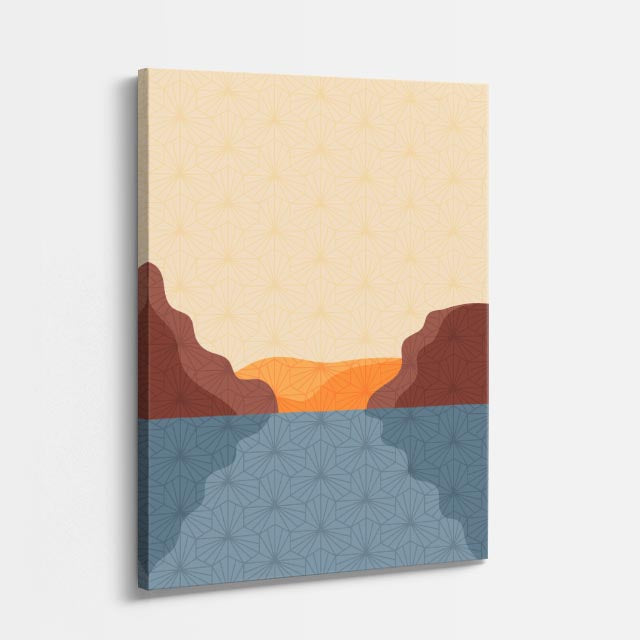 cuadro canvas paisajes digitales cañón beige suave minimalista vertical