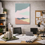 cuadro canvas paisajes digitales colinas pastel curvas suaves vertical